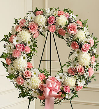 Serene Blessings Pink &amp;amp; White Standing Wreath